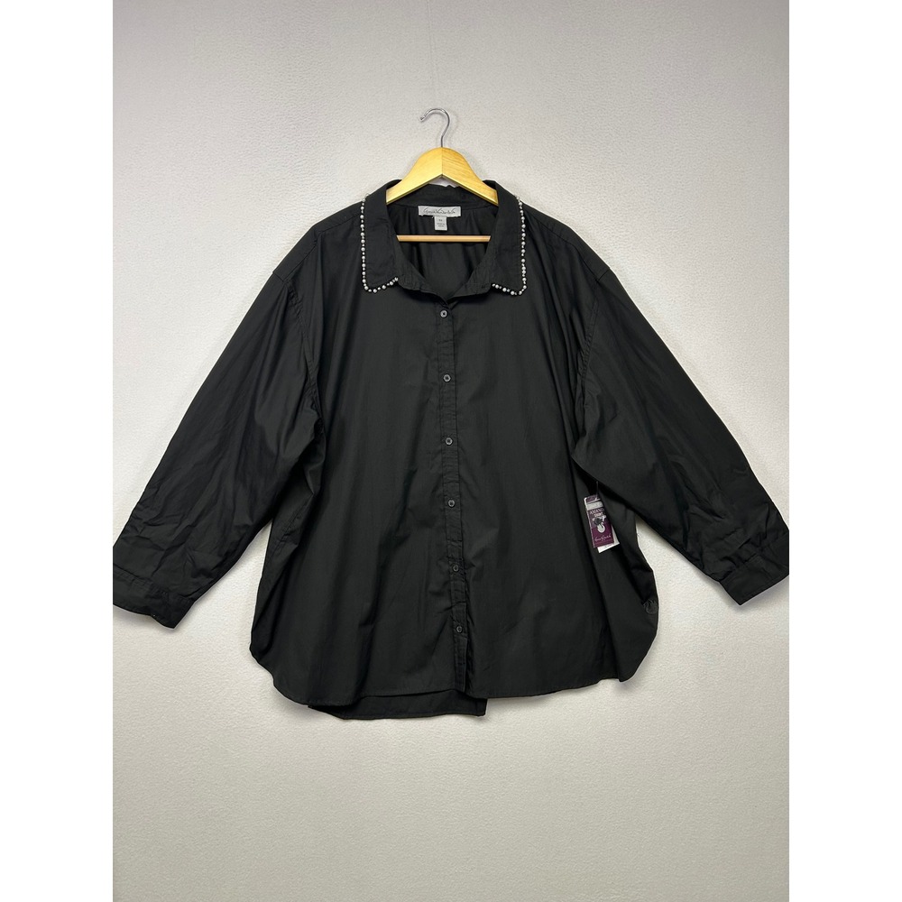Pearlcore Classic Gloria Vanderbilt Womens 4X Black Amanda Oversized Shirt